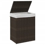 vidaXL Panier à linge avec couvercle marron foncé résine tressée