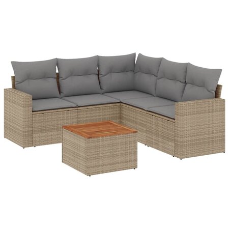 vidaXL Salon de jardin avec coussins 6 Pièces beige résine tressée