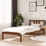 vidaXL Cadre de lit Marron miel Bois massif 75x190 cm Petit simple
