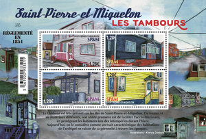 Bloc de 4 timbres - Saint Pierre et Miquelon - Les Tambours