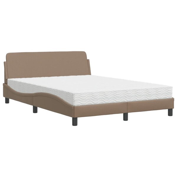 vidaXL Lit avec matelas cappuccino 140x190 cm similicuir