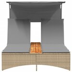 vidaXL Chaise longue double et auvent et coussins mélange beige rotin