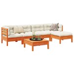 vidaXL Salon de jardin 6 Pièces avec coussins cire marron bois pin massif