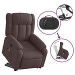 vidaXL Fauteuil inclinable de massage Marron foncé Tissu