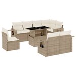 vidaXL Salon de jardin avec coussins 9 Pièces beige résine tressée