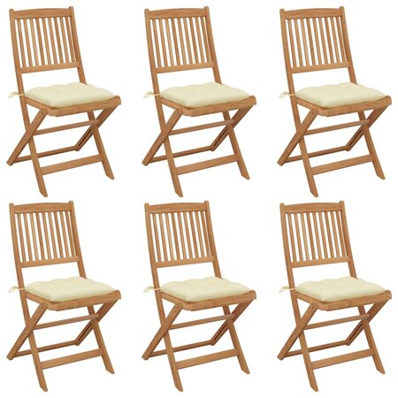 vidaXL Chaises pliables de jardin 6 Pièces avec coussins Bois d'acacia