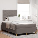 vidaXL Lit à sommier à ressorts avec matelas Taupe 120x200 cm Tissu