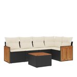 vidaXL Salon de jardin 6 Pièces avec coussins noir résine tressée