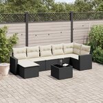 vidaXL Salon de jardin 8 Pièces avec coussins noir résine tressée