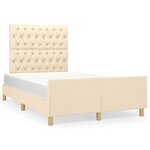 vidaXL Cadre de lit avec tête de lit crème 120x190 cm tissu