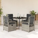 vidaXL Ensemble à manger de jardin 5 Pièces coussins gris résine tressée