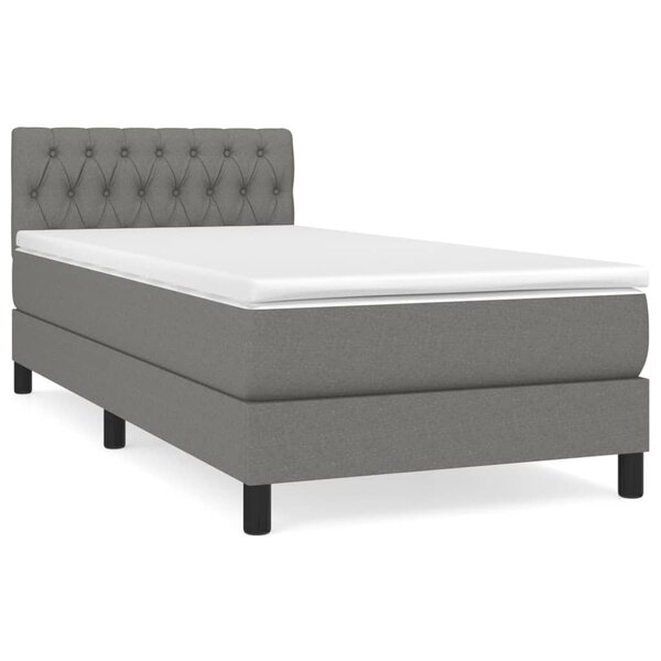 vidaXL Sommier à lattes de lit avec matelas Gris foncé 90x200 cm Tissu