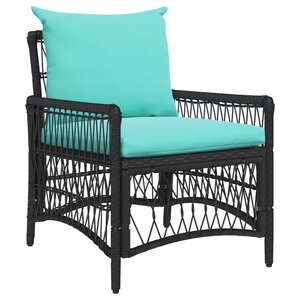 vidaXL Chaise de jardin avec coussin Noir 73 x 61 x 77 cm polyrotin