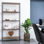 Étagère à 5 étages aspect chêne avec cadre noir 80 x 36 x 170 cm