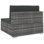 vidaXL Siège central sectionnel 1 pc et coussins Résine tressée Gris