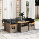 vidaXL Salon de jardin avec coussins 7 Pièces gris résine tressée