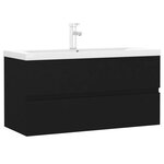 vidaXL Armoire d'évier avec lavabo intégré noir bois d'ingénierie