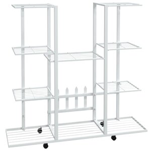 vidaXL Jardinière avec roues 94 5x24 5x91 5 cm Blanc Fer