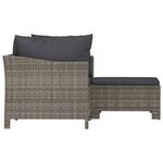 vidaXL Salon de jardin 3 Pièces avec coussins Gris Résine tressée