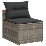 vidaXL Salon de jardin 5 Pièces avec coussins gris résine tressée acacia