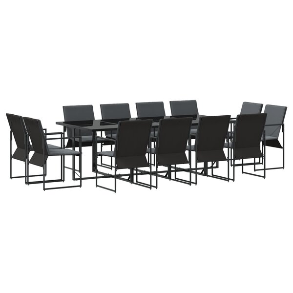 Ensemble de salle à manger de jardin de 16 pièces avec coussins en acier et textilène