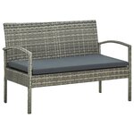 vidaXL Salon de jardin 5 Pièces avec coussins Résine tressée Gris
