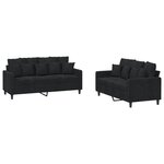 vidaXL Ensemble de canapés 2 Pièces avec coussins Noir Velours