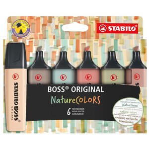 Etui carton x 6 surligneurs BOSS ORIGINAL NatureCOLORS x 5 STABILO