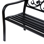 Banc 3 places de jardin terrasse style cosy chic 127L x 60l x 89H cm métal époxy anticorrosion noir