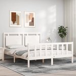 vidaXL Cadre de lit avec tête de lit blanc King Size bois massif
