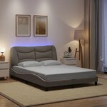 vidaXL Cadre de lit avec lumières LED taupe 120x200 cm tissu