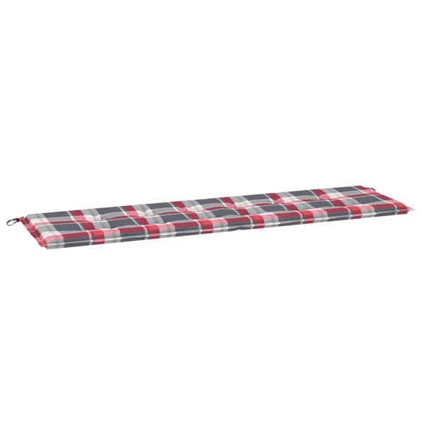vidaXL Coussin de banc de jardin motif à carreaux rouges 180x50x3 cm