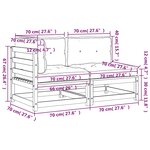 vidaXL Canapé de jardin et coussins 2 places blanc bois de pin massif