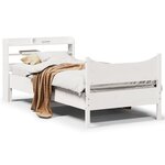 vidaXL Cadre de lit avec tête de lit blanc 90x200cm bois de pin massif