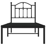 vidaXL Cadre de lit métal avec tête de lit noir 75x190 cm