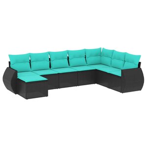 vidaXL Salon de jardin 8 Pièces avec coussins noir résine tressée