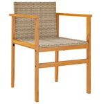 vidaXL Chaises de jardin lot de 2 beige résine tressée et bois massif