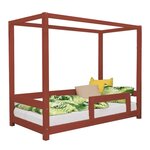 Lit cabane enfant BUNKY 90 x 160 rouge brique