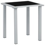 vidaXL Table de jardin Noir et argenté 41x41x45 cm Acier et verre