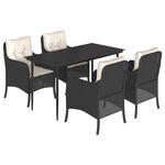 vidaXL Ensemble à manger de jardin coussins 5Pièces Noir Résine tressée
