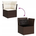 vidaXL Canapé d'angle de jardin avec coussins marron résine tressée