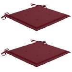 vidaXL Chaises de jardin lot de 2 coussins rouge bordeaux Teck massif