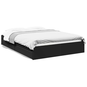 vidaXL Cadre de lit avec tiroirs sans matelas noir 150x200 cm