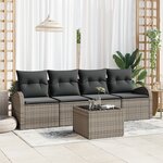 vidaXL Ensemble de canapés de jardin 5 pièces avec coussins gris en poly rotin