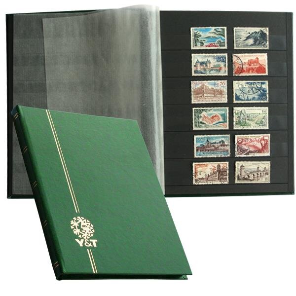 PERFECTA : Classeur fixe pour timbres (Petit modèle-Pages Noires-32p. Vert)