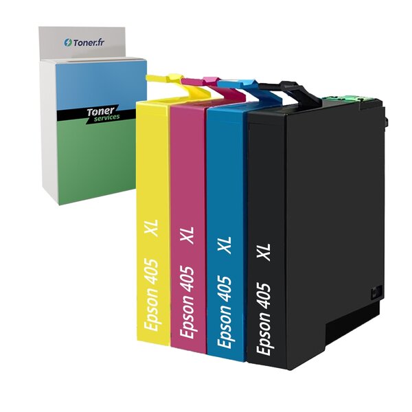 Compatible Epson 405XL / Valise - Pack de 4 Cartouches d'encre noire  cyan  magenta et jaune