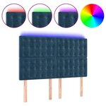 vidaXL Tête de lit à LED Bleu foncé 144x5x118/128 cm Velours