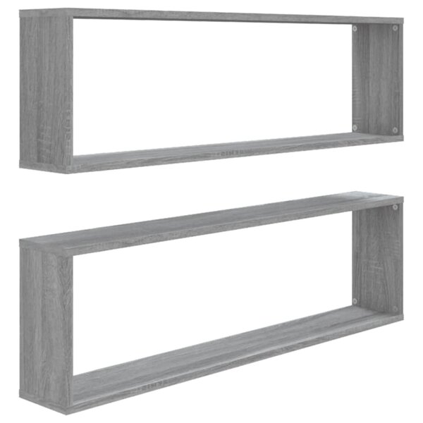 vidaXL Étagères murales cube 2 Pièces Sonoma gris 100x15x30 cm Bois