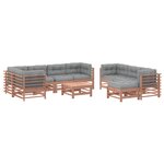 vidaXL Salon de jardin 10 Pièces avec coussins bois massif douglas