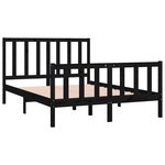 vidaXL Cadre de lit Noir Bois massif 140x190 cm